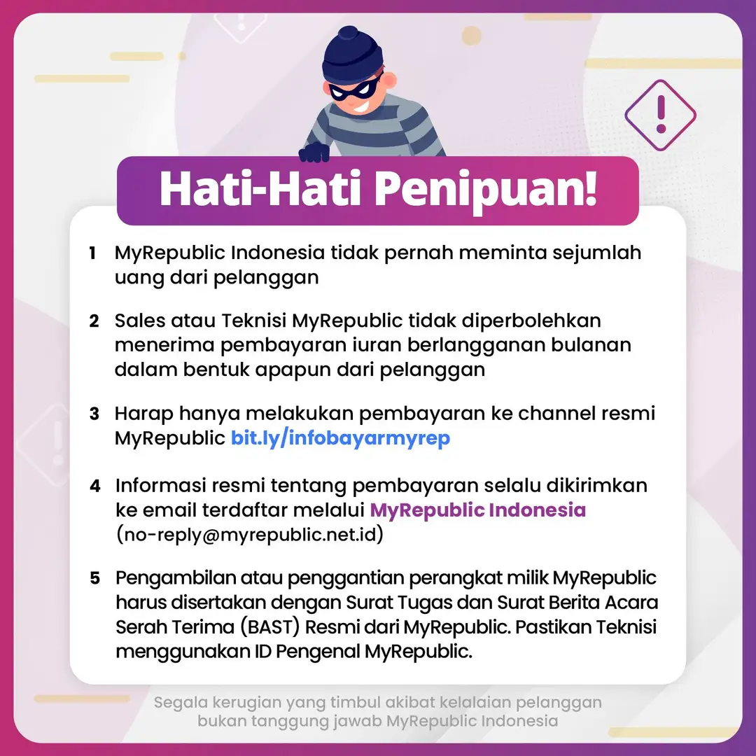 Cara Metode Pembayaran MyRepublic TerLengkap Pasang